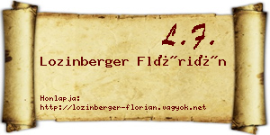 Lozinberger Flórián névjegykártya